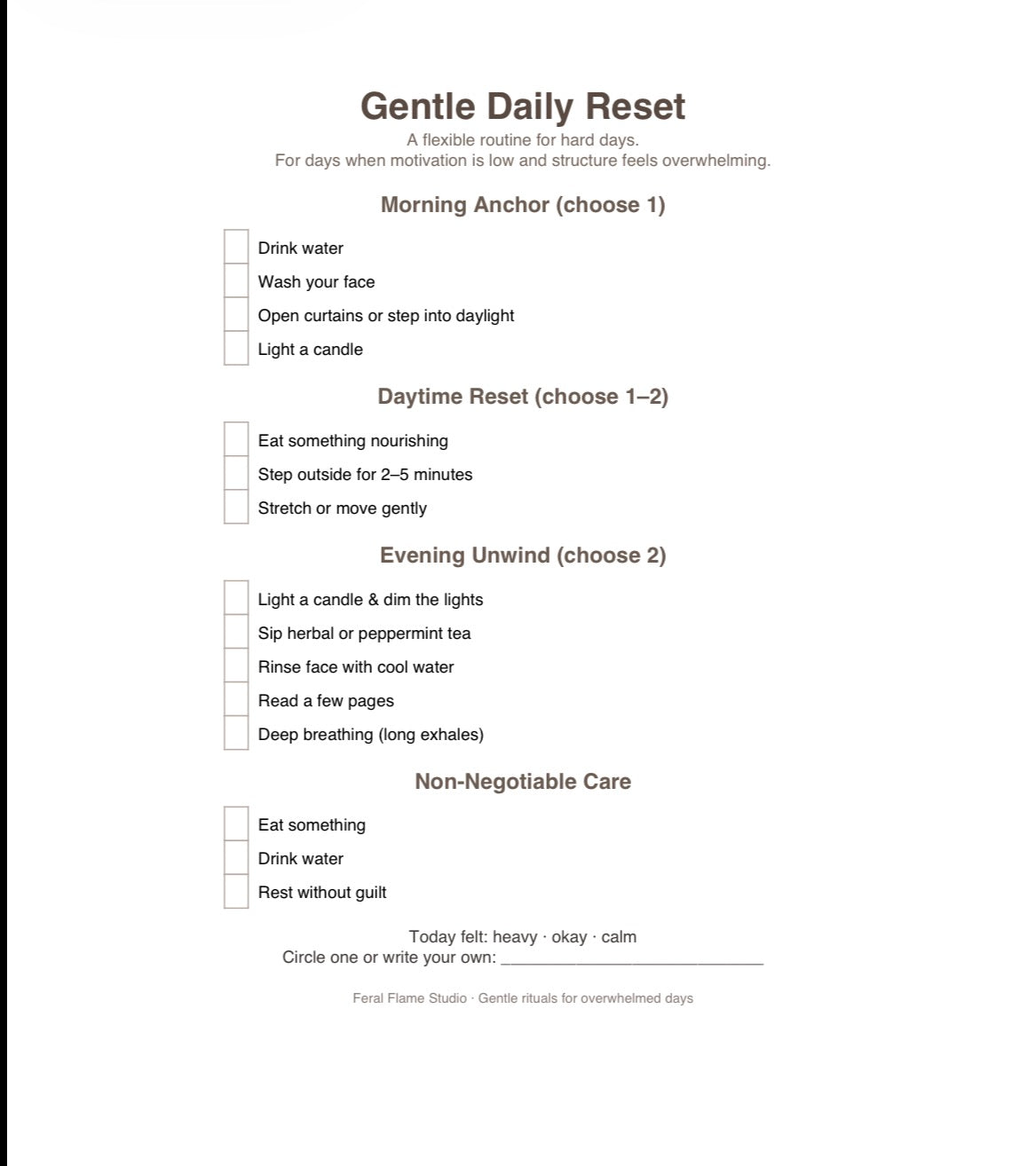 Free Printable | A Gentle Daily Routine for Hard Days